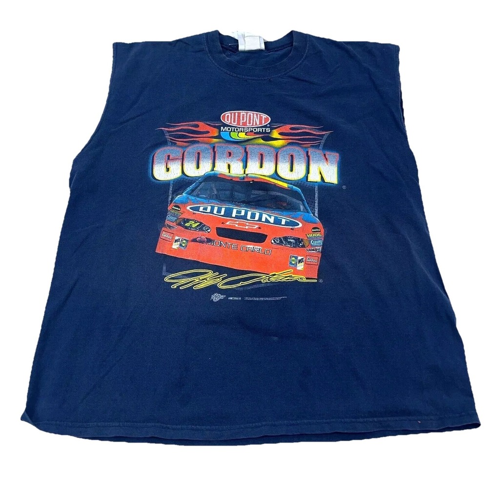 Vintage‎ Jeff Gordon Shirt Men XL Blue Tee Tank Top Nascar Racing Sleeveless 90s